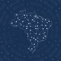 Brazil network, constellation style country map. Royalty Free Stock Photo