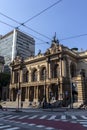 Facade of the Municipal Theater located in Ramos de Azevedo sqaure was inaugurated in 1911 Royalty Free Stock Photo