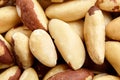 Brazil nuts texture background closeup. Shelled nuts, top view. Brazilian nuts, a culinary treasure Royalty Free Stock Photo