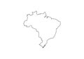 Brazil outline map national borders country shape