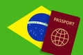 Brazil Passport. Brazilean Flag Background. Vector illustration Royalty Free Stock Photo