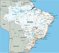 High detailed Brazil road map with labeling. Royalty Free Stock Photo