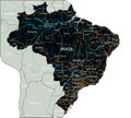 High detailed Brazil road map with labeling. Royalty Free Stock Photo