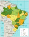 Brazil political map with selectable territories. Vector