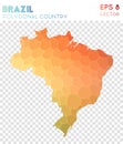 Brazil polygonal map, mosaic style country.