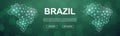 Brazil polygonal promotion banner. Horizontal low poly poster illustration. Brazil map template illustration concept.