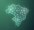 Brazil polygonal symbol with binary code background. Brazil map concept design illustration. Country map low poly symbol