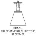 Brazil, Rio De Janeiro, Christ The Redeemer travel landmark vector illustration Royalty Free Stock Photo