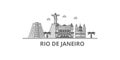 Brazil, Rio De Janeiro city skyline isolated vector illustration, icons