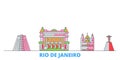 Brazil, Rio De Janeiro line cityscape, flat vector. Travel city landmark, oultine illustration, line world icons