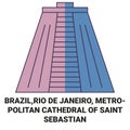Brazil, Rio De Janeiro, Metropolitan Cathedral Of Saint Sebastian travel landmark vector illustration