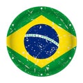 Brazil - round metal scratched flag, holes Royalty Free Stock Photo