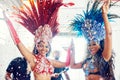 Brazil, samba dancing and carnival event dance for rio de janeiro concert, music festival or Brazilian culture party