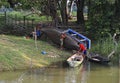 Brazil, Santarem: Living at the Amazon River - Repairing a Boat Royalty Free Stock Photo