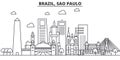 Brazil, Sao Paulo architecture line skyline illustration. Linear vector cityscape with famous landmarks, city sights