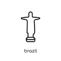 brazil sculpture of christ the redeemer icon. Trendy modern flat