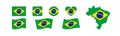 Brazil set national flag and map icons. Federative Republic of Brazil isolated vector flat Royalty Free Stock Photo