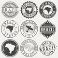 Brazil Set of Stamps. Travel Stamp. Made In Product. Design Seals Old Style Insignia. Royalty Free Stock Photo