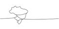 Brazil silhouette one line continuous drawing. Brazil country silhouette continuous one line illustration. Vector