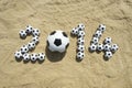 Brazil 2014 Soccer Football World Cup Message on Sand