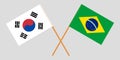 Brazil and South Korea. The Brazilian and Korean flags. Official proportion. Correct colors. Vector