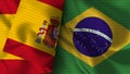 Brazil and Spain Realistic Flag Ã¢â¬â Fabric Texture Illustration