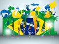 Brazil Sport Fan with Flag and Horn