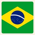 Brazil square flag button, social media communication sign,