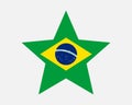 Brazil Star Flag. Brazilian Star Shape Flag. Brasil Country National Banner Icon Symbol Vector 2D Flat Artwork Graphic Royalty Free Stock Photo