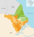 Brazil state Amapa administrative map showing municipalities colored by state regions mesoregions