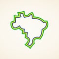 Brazil - Stylized outline map in colors of the flag Royalty Free Stock Photo