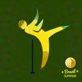 Brazil summer sport card with an yellow abstract hammer thrower