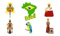 Brazil Symbols Set, Travel and Attractions of Brazil Country Vector Illustration