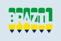 Brazil text with Pen symbol creative ideas design. Brazil flag color concept Royalty Free Stock Photo