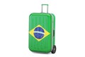 Brazil travel concept, suitcase with Brazilian flag. 3D rendering Royalty Free Stock Photo