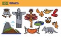 Brazil travel destination promotional poster with country symbols