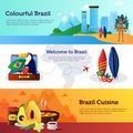 Brazil Travel Flat Horizontal Banners Set