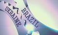 Brazil Ukraine - Message on Mechanism of Metallic Gears. 3D.