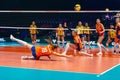 Brazil v. Netherlands - Nika Daalderop defending at Women`s volleyball championship 2022 at Ahoy arena Rotterdam