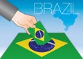 Brazil, voting ballot box with Brazilian flag
