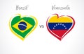 Brazil vs Venezuela, national team soccer flags on white background