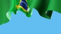 Brazil waving flag on blue sky for banner design. Brazil national waving flag isolated on blue background. Festive patriotic
