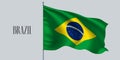 Brazil waving flag on flagpole vector illustration