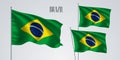 Brazil waving flag set of vector illustration