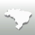 Brazil - white 3D silhouette map of country area with dropped shadow on grey background. Simple flat vector illustration