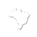 Brazil - white 3D silhouette map of country area with dropped shadow on white background. Simple flat vector