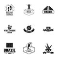 Brazil world logo set, simple style