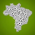 Brazil 2014 world soccer championship, country map shape of ball Royalty Free Stock Photo