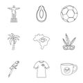 Brazilan symbols icon set, outline style Royalty Free Stock Photo