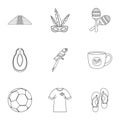 Brazilia icon set, outline style Royalty Free Stock Photo